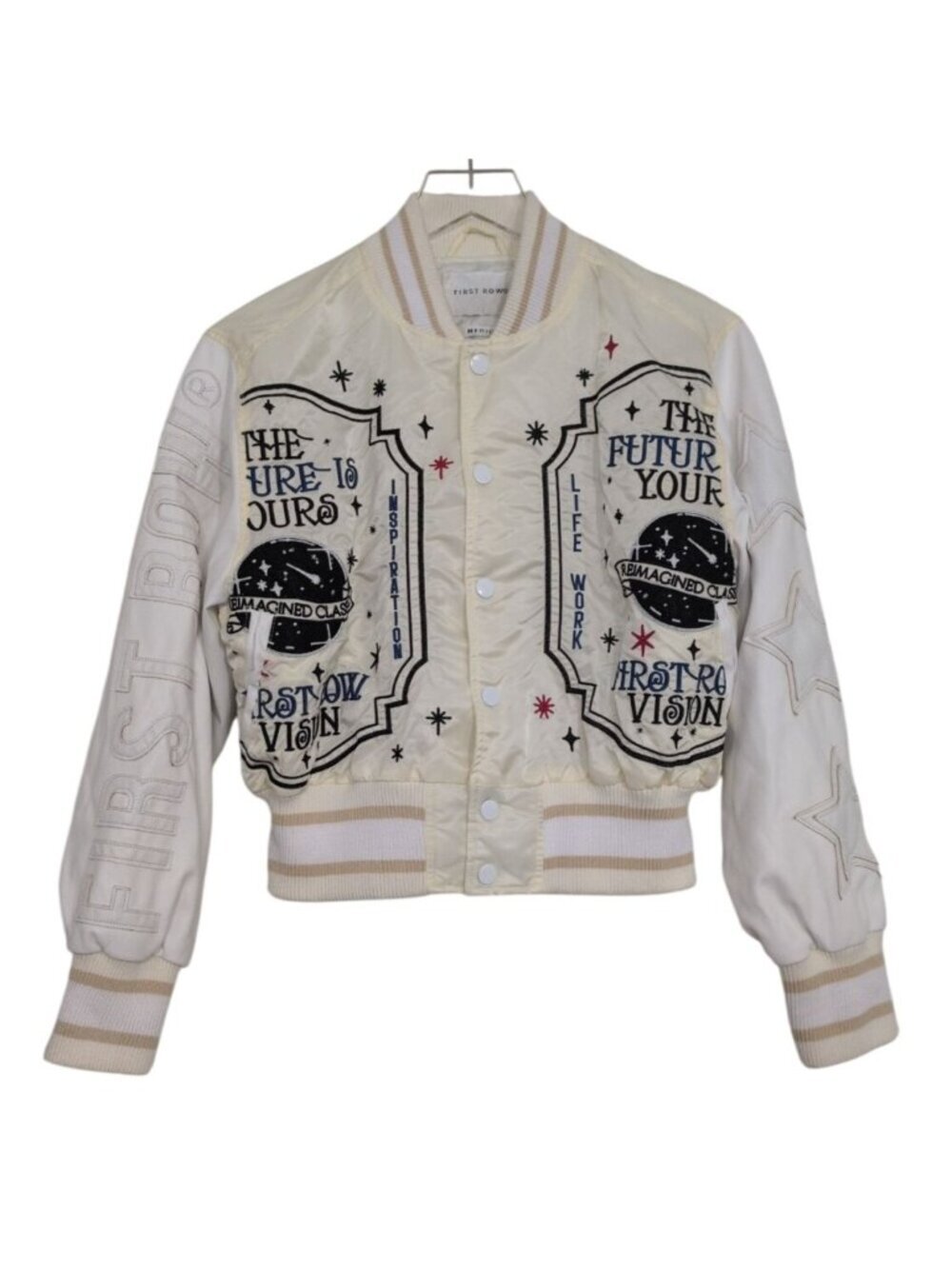 First Row Future is Yours Varsity Jacket Mens Size Medium Embroidered Celestial